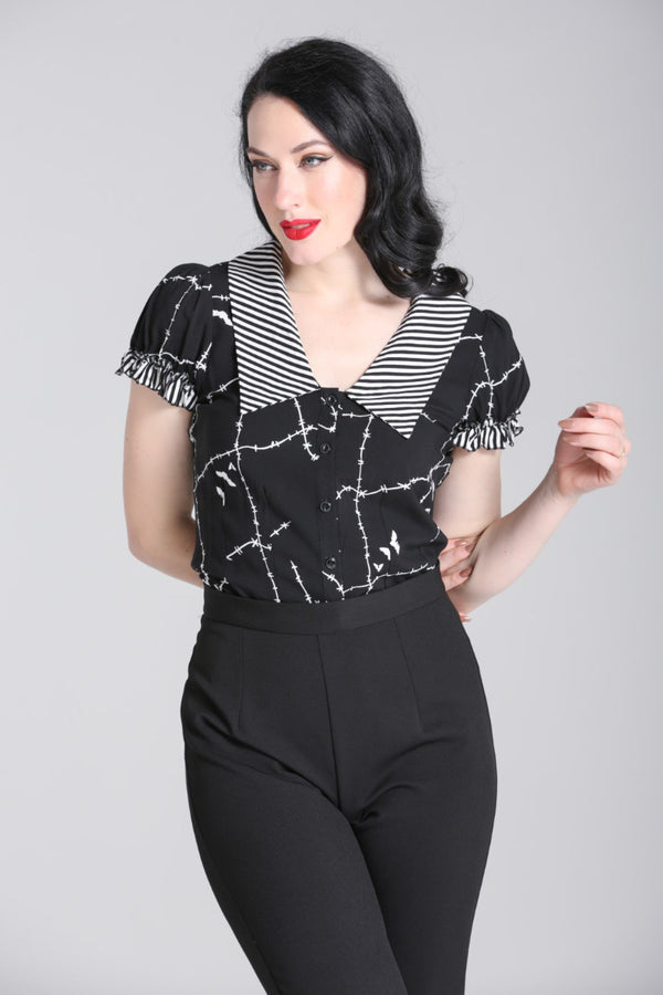 Hell Bunny Stitches Blouse Black / White