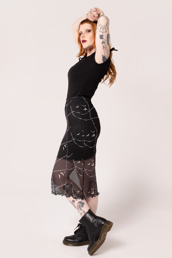 Hell Bunny Stitches Mesh Skirt Black
