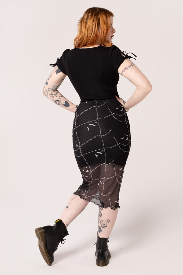 Hell Bunny Stitches Mesh Skirt Black