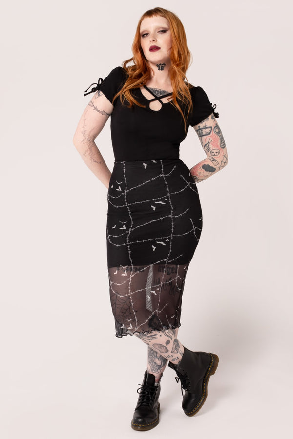 hell bunny Stitches Mesh Skirt Black