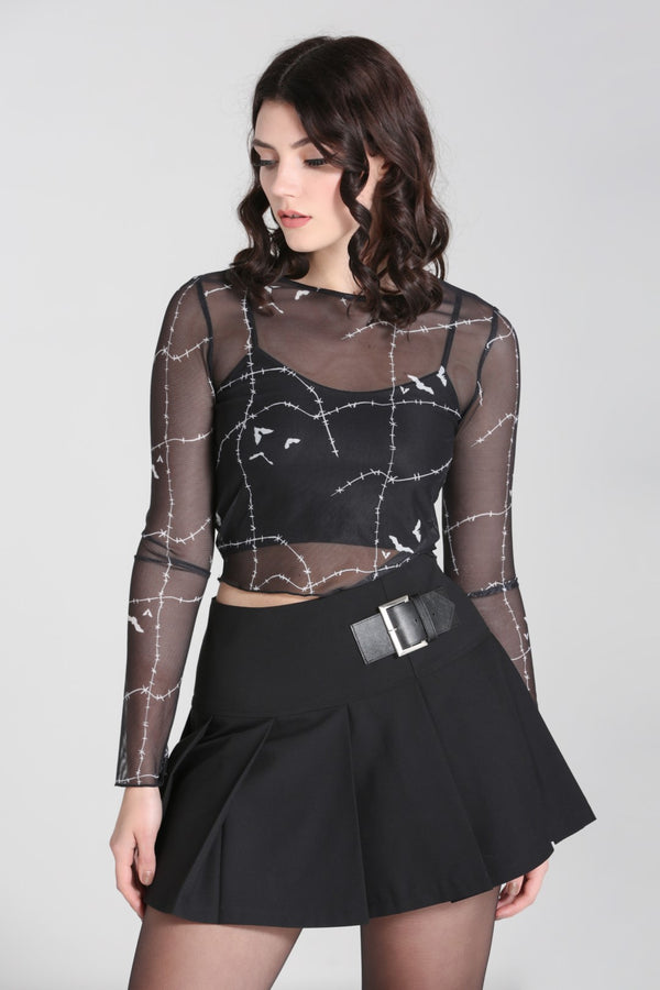 hell bunny Stitches Mesh Top Black
