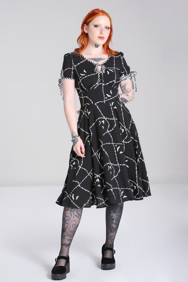 Hell Bunny Stitches Midi Dress Black / White