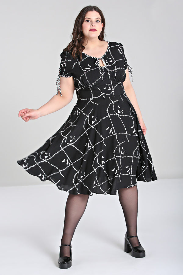 Hell Bunny Stitches Midi Dress Black / White