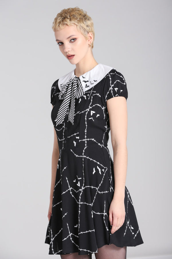 hell bunny Stitches Mini Dress Black / White