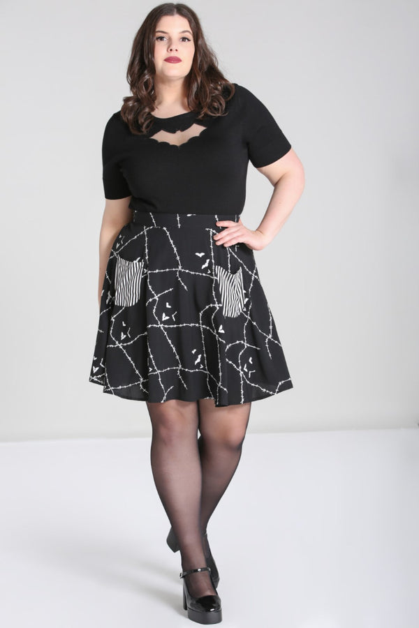 Hell Bunny Stitches Skirt Black / White