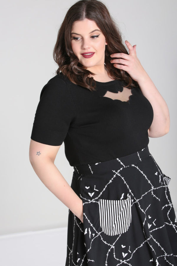 Hell Bunny Stitches Skirt Black / White
