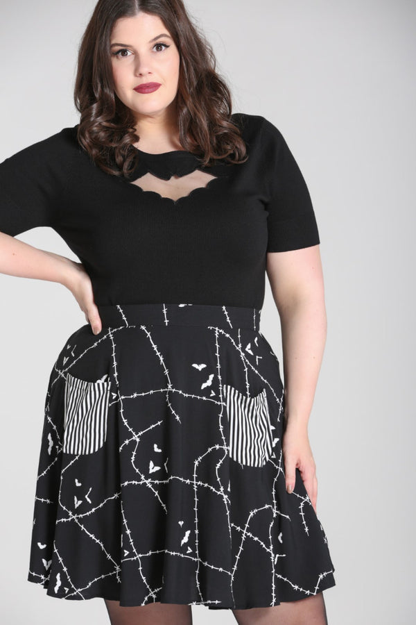 hell bunny Stitches Skirt Black / White