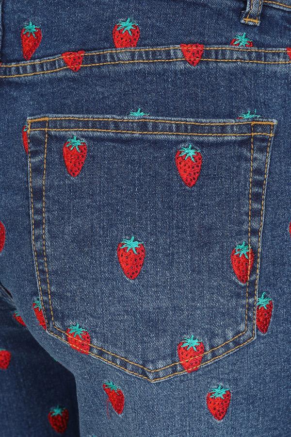 Hell Bunny Strawberry Denim Jeans Blue