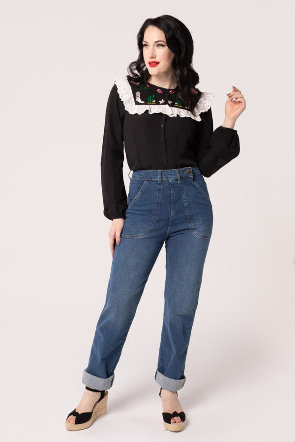 Hell Bunny Tessie Blouse Black