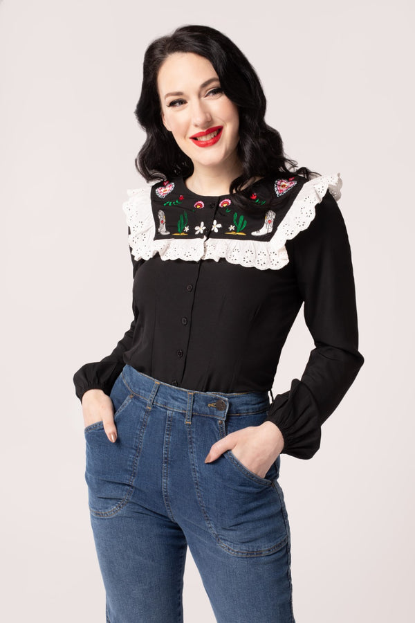 hell bunny Tessie Blouse Black