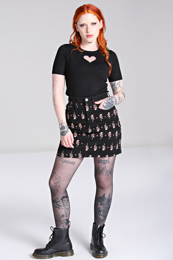 Hell Bunny The Lover Skirt Black