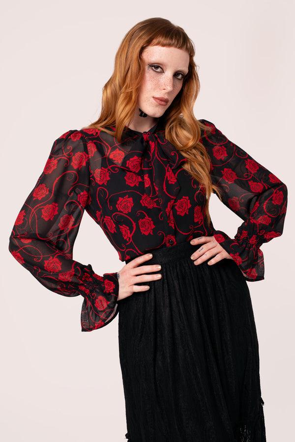 Hell Bunny Thorn Blouse Black/Red