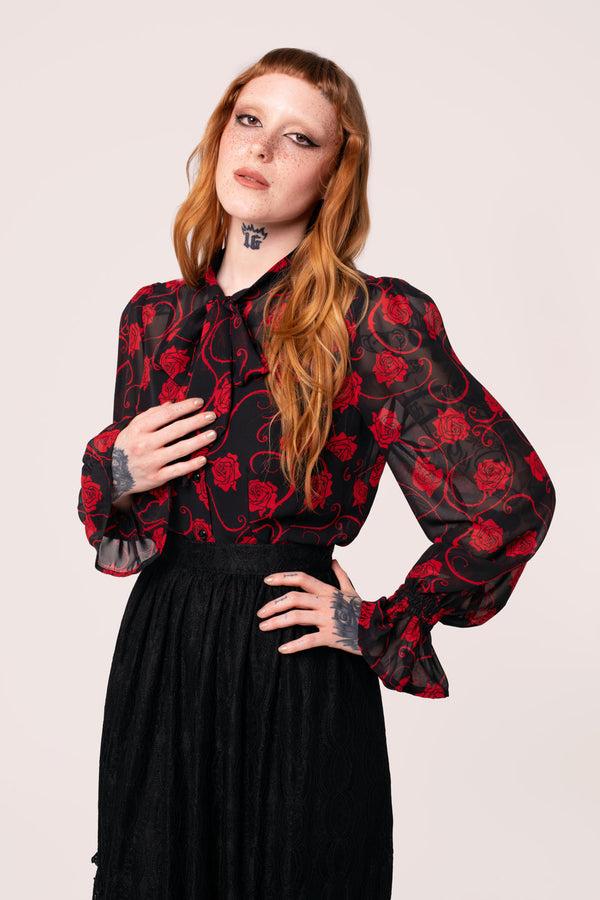 hell bunny Thorn Blouse Black/Red