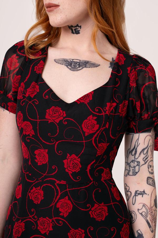 Hell Bunny Thorn Dress Black/Red