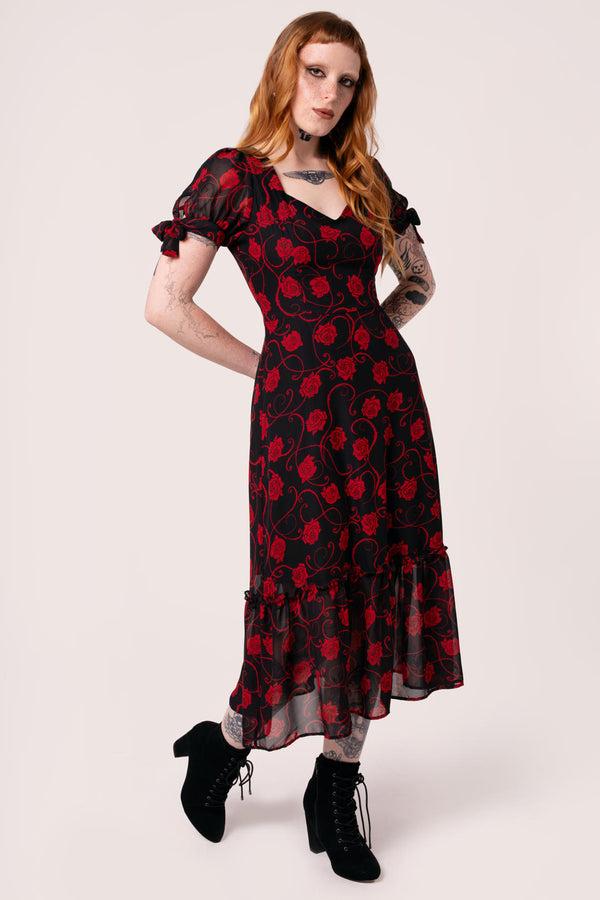 Hell Bunny Thorn Dress Black/Red