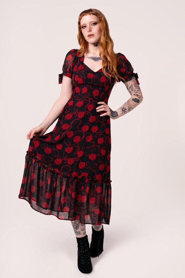 hell bunny Thorn Dress Black/Red