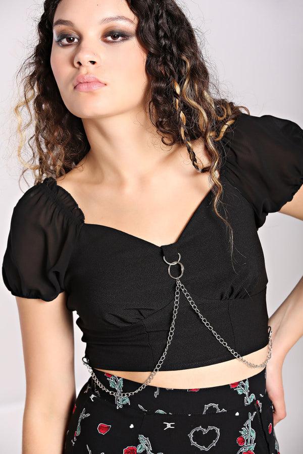 hell bunny Tifa Crop Top Black