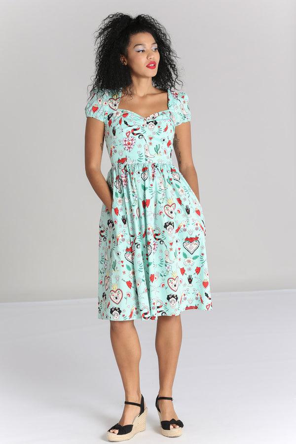 Hell Bunny Tijuana Midi Dress Green