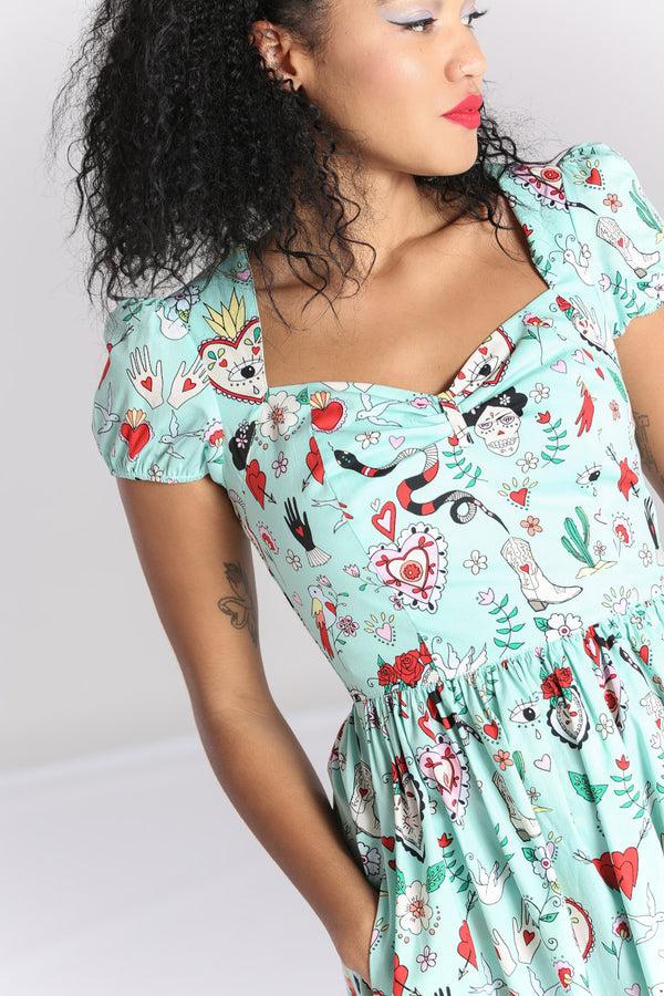 Hell Bunny Tijuana Midi Dress Green