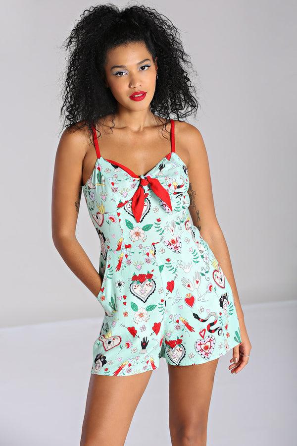 hell bunny Tijuana Playsuit Green