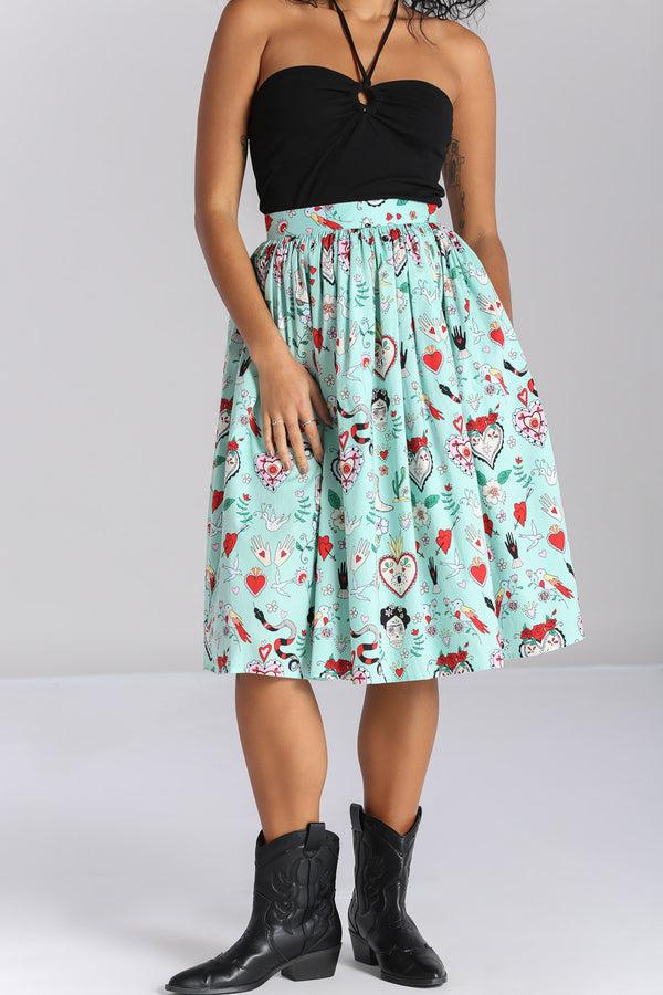 hell bunny Tijuana Skirt Green