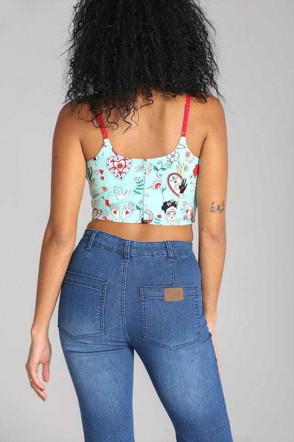 Hell Bunny Tijuana Top Green