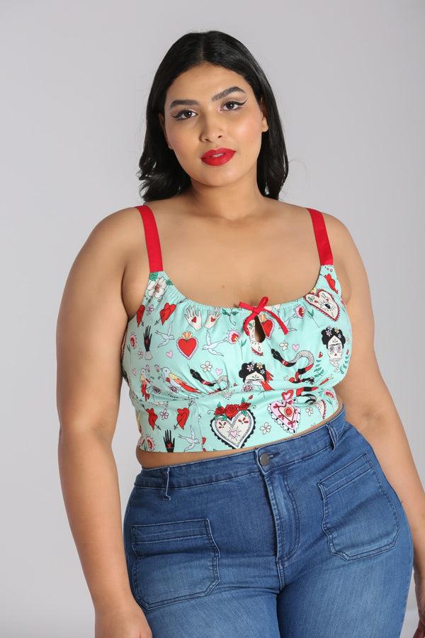 Hell Bunny Tijuana Top Green