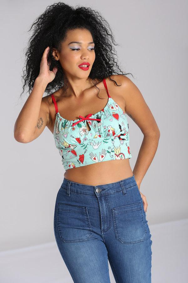 hell bunny Tijuana Top Green