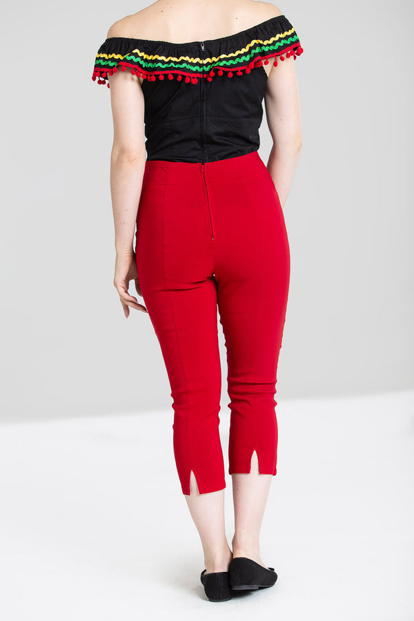 Hell Bunny Tina Capris Red