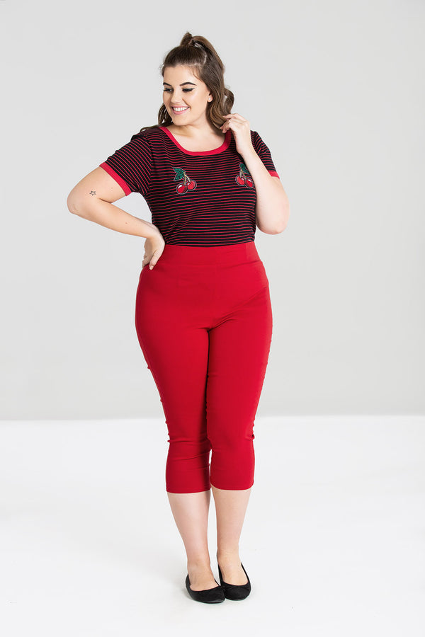 Hell Bunny Tina Capris Red