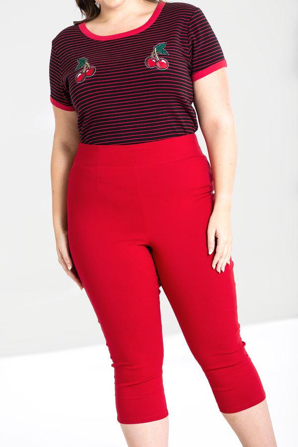 Hell Bunny Tina Capris Red