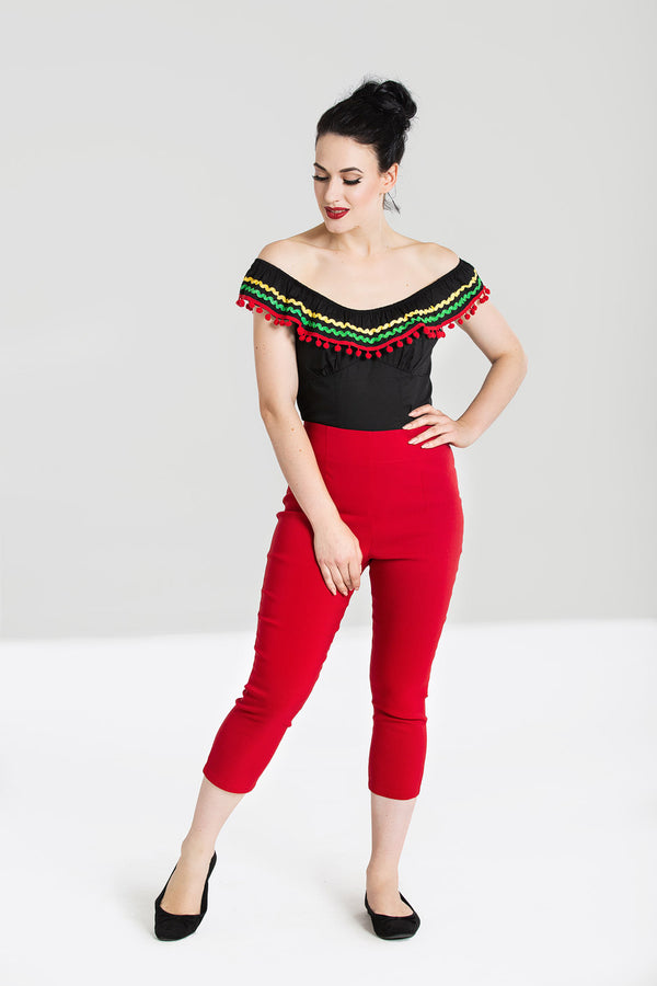 hell bunny Tina Capris Red