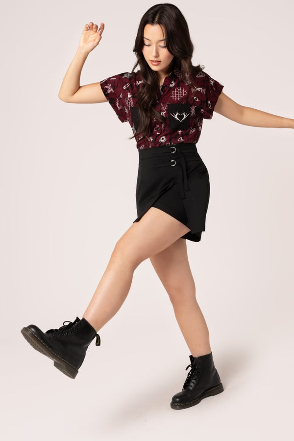 Hell Bunny Traxler Skorts Grey