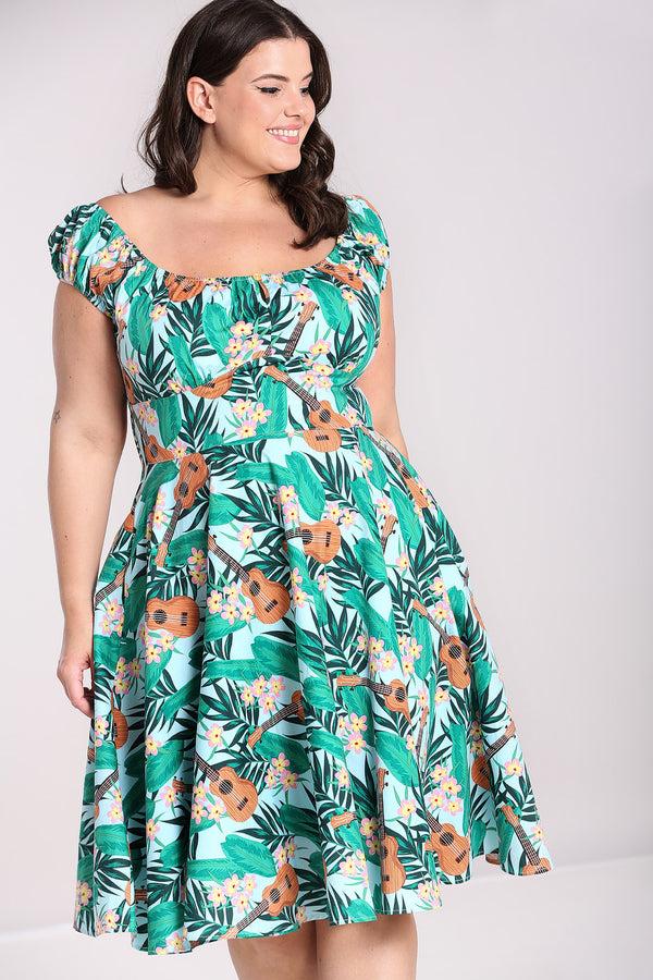 Hell Bunny Ukulele Dress Blue