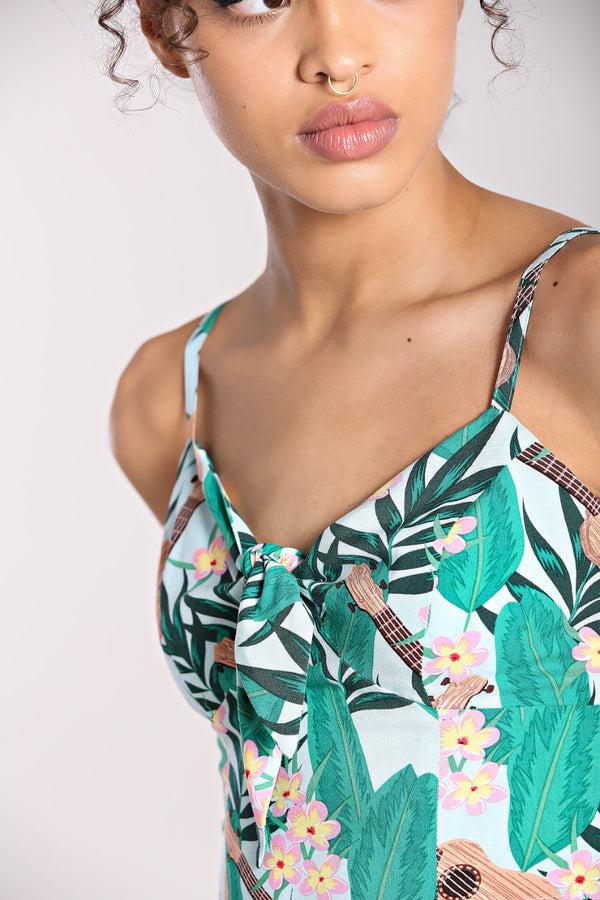 Hell Bunny Ululani Crop Top Blue