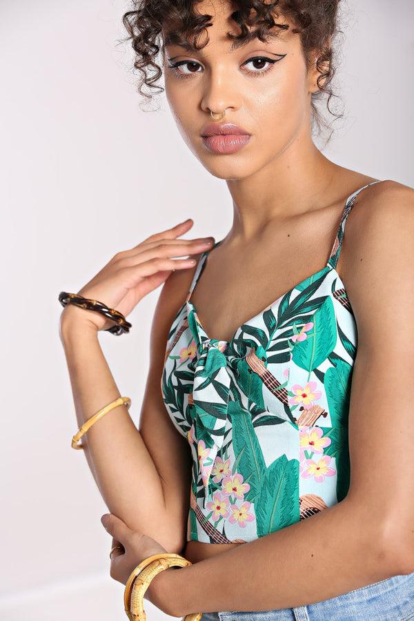 Hell Bunny Ululani Crop Top Blue