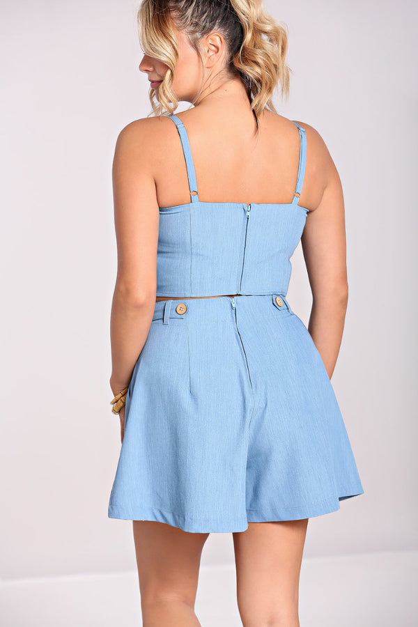 Hell Bunny Utah Crop Top Blue