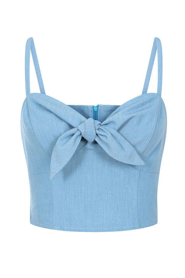 Hell Bunny Utah Crop Top Blue