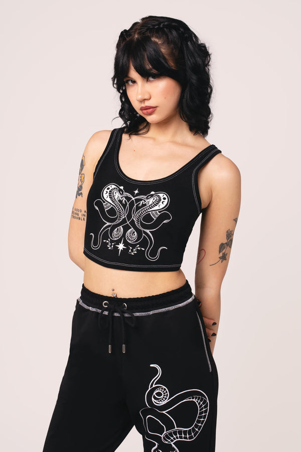hell bunny Venom Crop Top Black