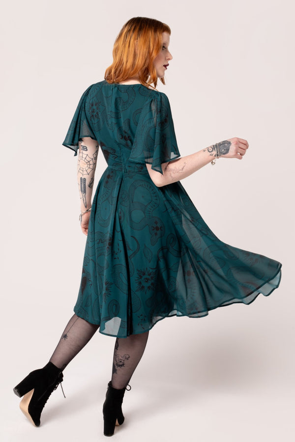Hell Bunny Venom Midi Dress Dark Green