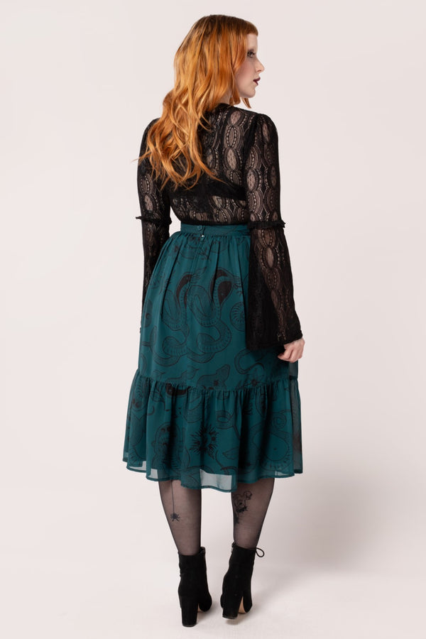 Hell Bunny Venom Skirt Dark Green