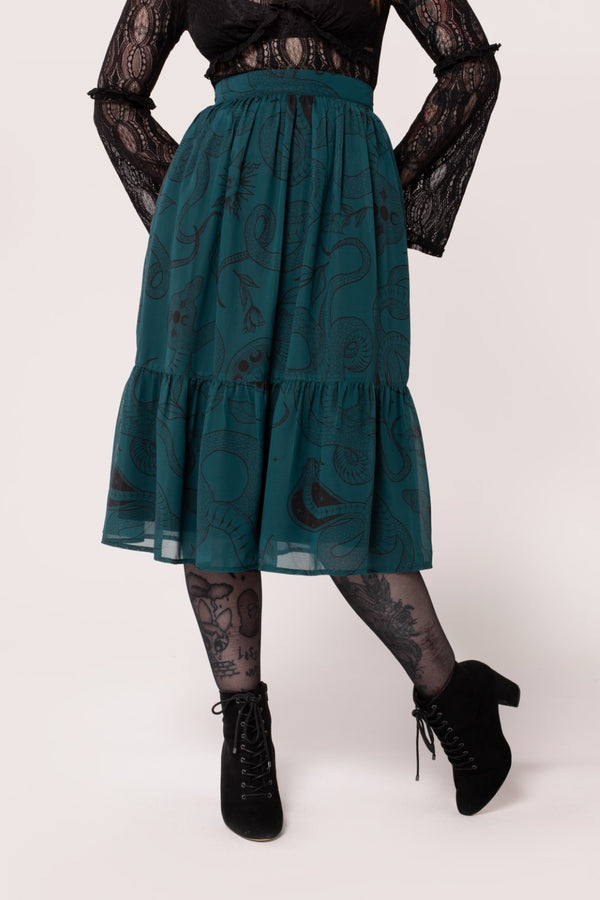 hell bunny Venom Skirt Dark Green