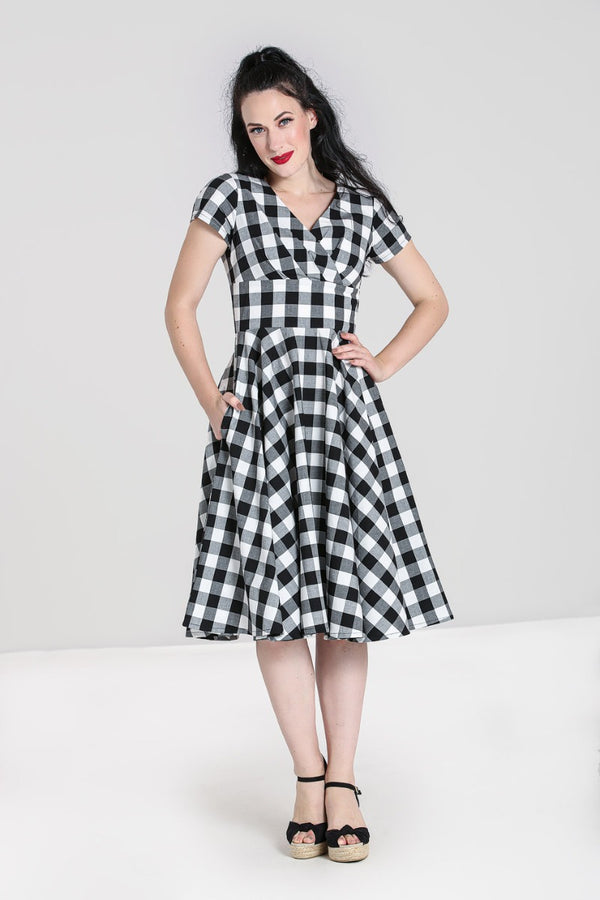 hell bunny Victorine 50's Dress Black / White
