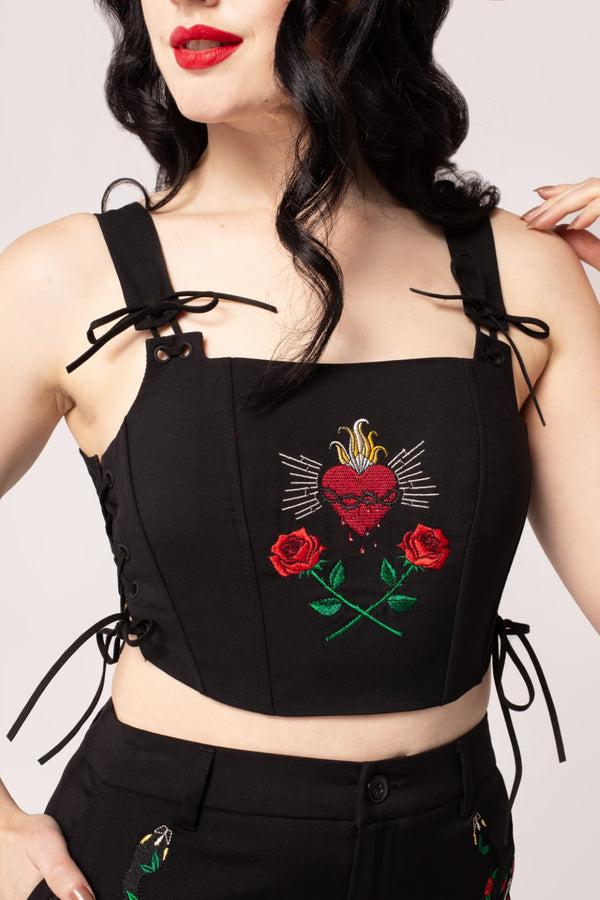 Hell Bunny Viva Maria Corset Black