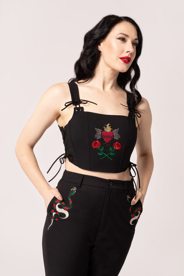 Hell Bunny Viva Maria Corset Black