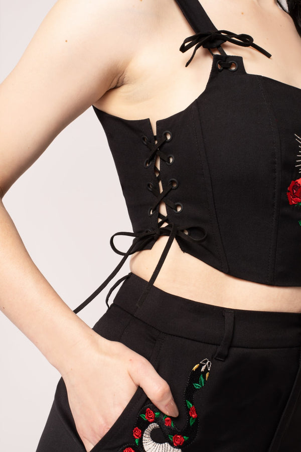 Hell Bunny Viva Maria Corset Black