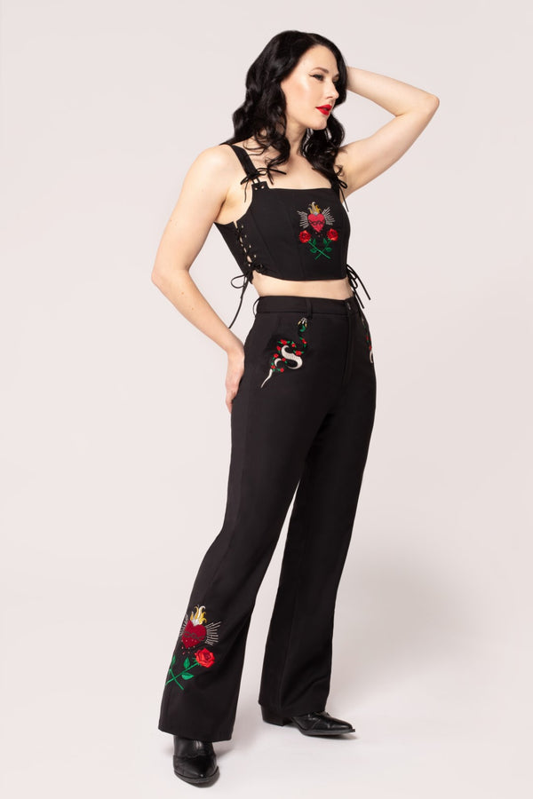 Hell Bunny Viva Maria Trousers Black