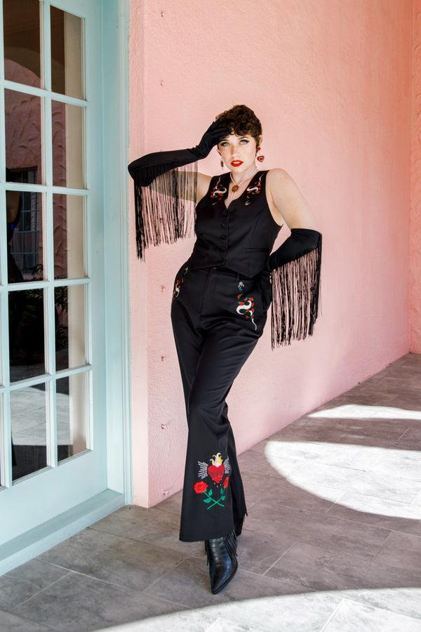 Hell Bunny Viva Maria Waistcoat Black