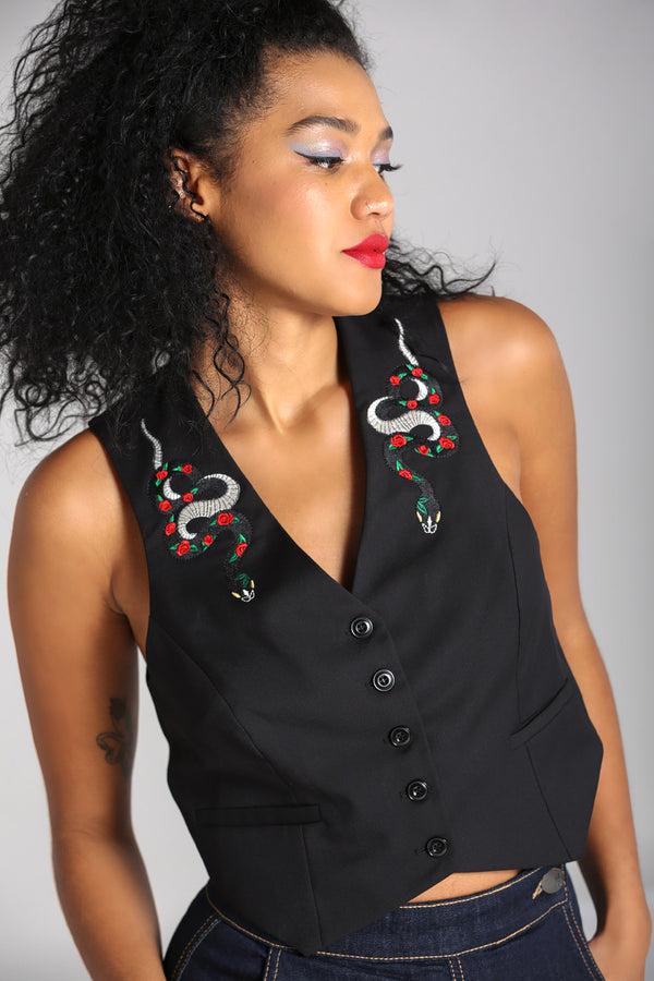 Hell Bunny Viva Maria Waistcoat Black
