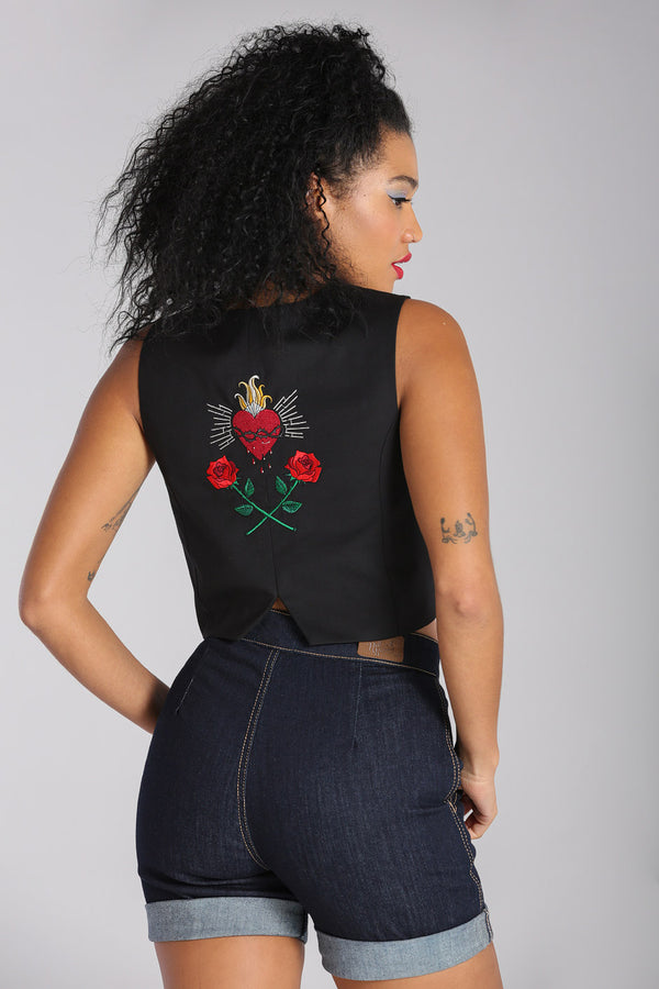 Hell Bunny Viva Maria Waistcoat Black